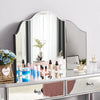 Glass Mirrored Dressing Table Makeup Vanity Desk Bedroom w/ Drawer&Mirror&Stool