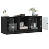 TV Cabinet with Glass Doors Stand Entertainment Centre Unit Black