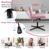 Mid Back Swivel Task Chair Bedroom Adjustable Criss Cross Legged Chair-Pink