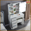 White Dressing Table Mirror with Lights Stool Makeup Vanity Set Desk + 6 Drawers