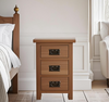 Oakcroft Narrow 3 Drawer Bedside Table – Nightstand with Storage Drawers – 38cm