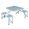 Aluminum Folding Portable Camping Picnic Table Stool Chair Set W/ Umbrella hole