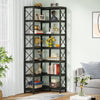 Corner Bookshelf, Large Modern Corner Bookcase with Metal Frame for Living Room