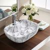 Marble Effect Ceramic Rectangle Counter Top Wash Basin Bowl Bathroom Vessel Sink
