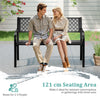 Outdoor Loveseat Chair Metal Patio Bench with Armrests-Black