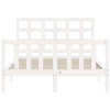 Gecheer Bed Frame with Headboard White 120x200 Solid Wood Bed Frame P9W0