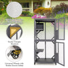 Wooden Cat House Kitten Cage Enclosure on Wheels w/Asphalt Roof 2 Platforms