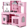 JOYLDIAS Kids Corner Wooden Playset Pretend Toddler Kitchens Cooking Toy Light