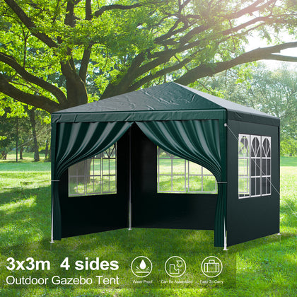 3x3M Gazebo Marquee Strong Waterproof Canopy Heavy Duty Garden Patio Party Tent