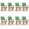 Folding Garden Chairs 8 pcs Green Fabric and Solid Wood T8D2