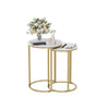 Set of 2 Round Nesting End Table Stacking Coffee Table Slate Top for Side Corner