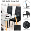 4x Black Faux Leather Dining Chairs&Black Marble MDF Top Dining Table Dining Set