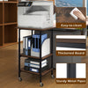 3-Tier Printer Cart with Storage Shelves & Locking Wheels-Brown