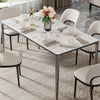 Contemporary Rectangular Dining Table 160cm Marble Top with Tempered Glass Board