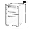 3 Drawer Lockable Under Desk Filing Cabinet Mobile Office Pedestal Storage Unit