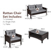 4 PCS Patio PE Rattan Conversation Set Outdoor Furniture Set w/Removable Cushion