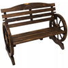 Woodside 2 Seater Wheel Bench, Outdoor Garden Patio Furniture Burnt Stained Wood