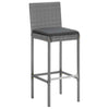 7 Piece Garden Bar Set with Cushions Grey Poly Rattan