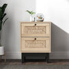 2 Drawer Storage Bedside Cabinet Nightstand Rattan Bedroom Furniture Side Table