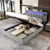 Upholstered Bed 4ft6 Double LED Hydraulic Bed Frame with Ottoman Storage