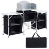 Folding Camping Kitchen Portable Windshield Cooking Table Picnic Storage Cabinet