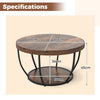 Home Accent Table 2-Tier Round Coffee Table w/ Storage-Coffee