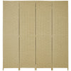 4 Panel Folding Room Dividers for Wall, Privacy Screen Panels, Brown