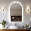 Arched LED Wall Mirror for Bathroom Backlit Anti-fog Time,Temp.Display Bluetooth
