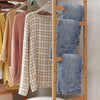 Wooden Clothes Rail Garment Clothes Rack Hanging Display Storage Shelves &Pulley