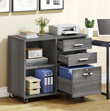 Mobile Filing Cabinet with 3 Drawers Rolling File Storage Cabinets Printer Table
