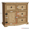 Corona Sideboard 1 Door 4 Drawer Mexican Solid Waxed Pine Furniture Storage Unit