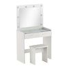 White Dressing Table Mirrored LED Light with Drawer& Stool MDF Bedroom Room