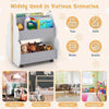 Double-sided Bookcase Toy Storage Shelf Book Rack Kids Wooden Bookshelf Toddler
