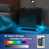 Black Bedside Table with 3 Drawers and LED Light, Storage Nightstand High Gloss