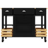 Kitchen Island Rolling Trolley Storage Cabinet Serving Cart with 3 Drawers Black
