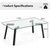 Tempered Glass Coffee Table Rectangular Cocktail Snack Tea Table with Metal Leg
