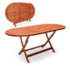 Large Garden Dining Table Wooden Patio Folding Furniture W/ Umbrella Hole 160cm