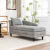 Left Armrest Chenille Chaise Lounge Indoor Lounge Sofa w/Hidden Storage &Pillow