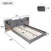 Double Bed Frame with Grey Upholstered Headboard 4ft6 Bed Frame with LED Light