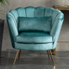 Upholstered Lotus Plush Velvet Scallop Shell Tub Chair Armchair Sofa Seat Blue