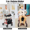 2-in-1 Rollator Walker Foldable Aluminum Alloy Medical Walker with Seat