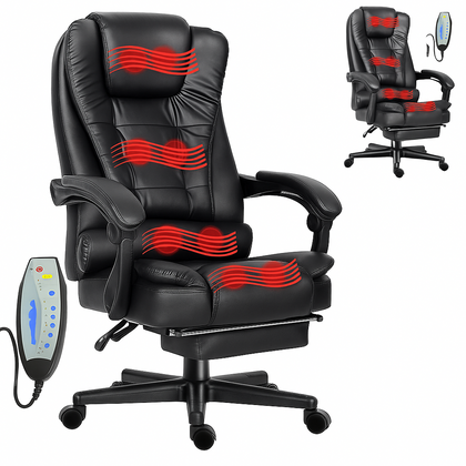 Massage Office Chair Gaming Computer Desk Swivel Recliner Chair Leather Footrest