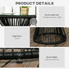 PE Rattan End Table, Round Side Table, Tempered Glass Top Coffee Table, Black