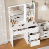 4 Drawers Vanity Table Set White Dressing Table with Mirror and 10 LED Bulbs NEW