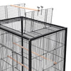 Mobile Metal Bird Cage Open Play Top Parrot Cage Budgie Cage with Perch Feeders