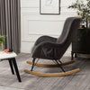 Velvet Wing Back Rocking Chair Wood Curved Legs Padded Seat Lounge Armchair