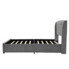 Double Upholstered Platform Bed Frame 135x190 with Drawers Storage and Headboard