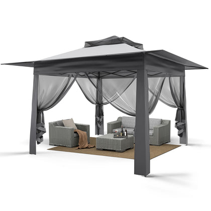 12FT Pop Up Garden Gazebo 3.65x3.65m Heavy Duty Backyard 2-Tier Party Tent