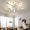 LED Ceiling Fan Light Dimmable Living Room Chandelier Lamp With Remote Control