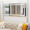 XXL Rectangular Crushed Diamond Mirror Crystal Surround Silver Mirror Hang Lean
